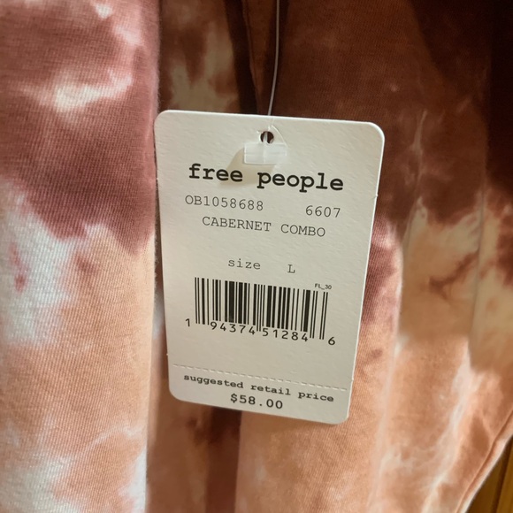 Free People Women's Be Free Tie Dye Top - Cabernet Combo Size L - Picture 2 of 4